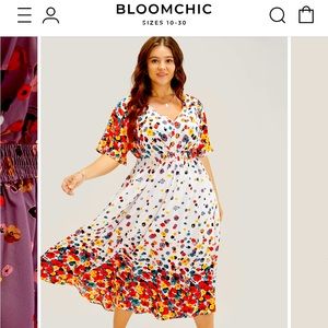 Floral Printed V Neck Split Hem Dress